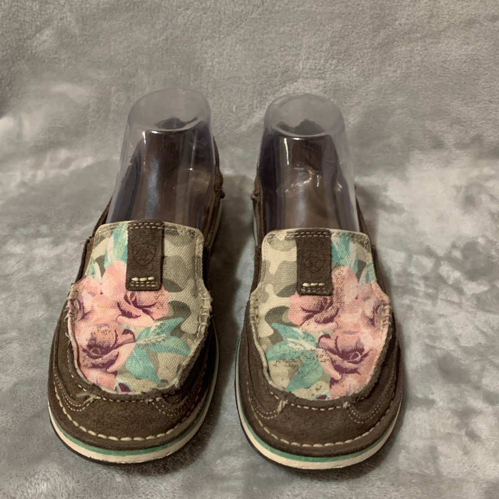Ariat Cruiser Brown Suede Floral Camo Slip On Loafers Womens 6.5 B 10027377
